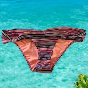 Victoria’s Secret Striped Pink, orange, black, blue, gold Swim Bottom